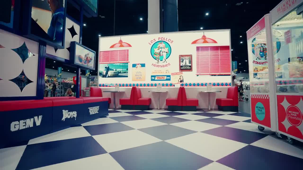 The Sony Comic-Con booth, from the event film